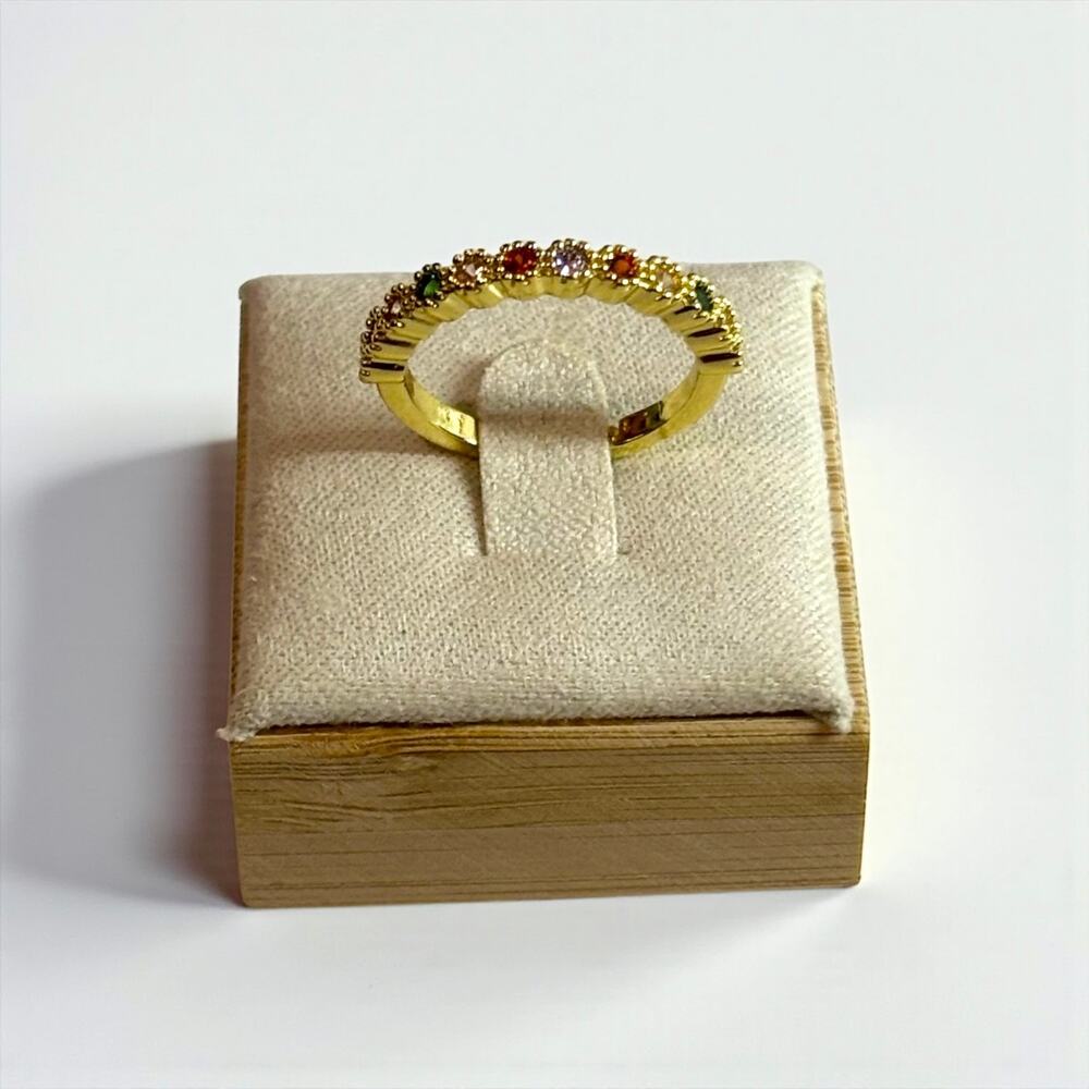 Colorful Adjustable Gold Ring - Picture 4 of 7